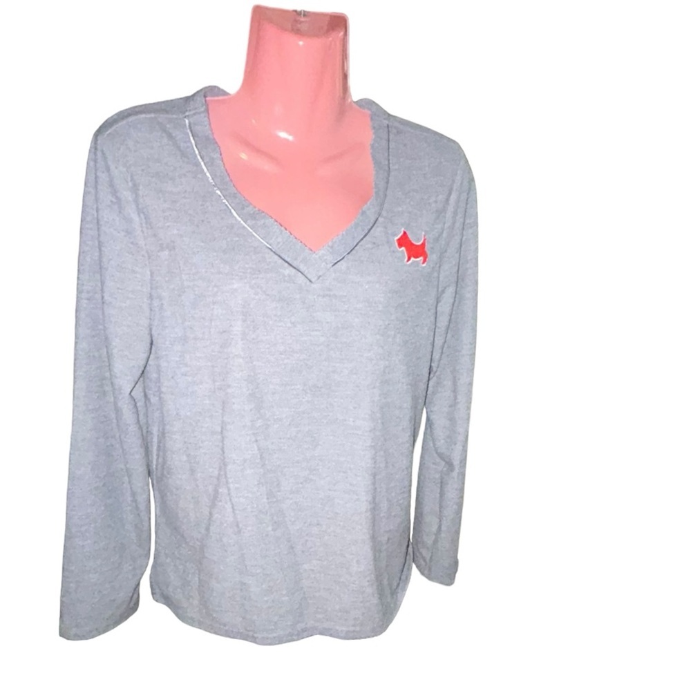 Hannah by Hannah Anderson Cute Gray w/ Red Dog sleep long sleeve top size M